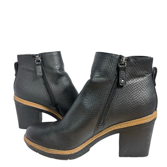 Dr. Scholl's FINDER KEEPER Black Faux-Snakeskin Ankle Boots 3" Heel Size 10 - Picture 7 of 9